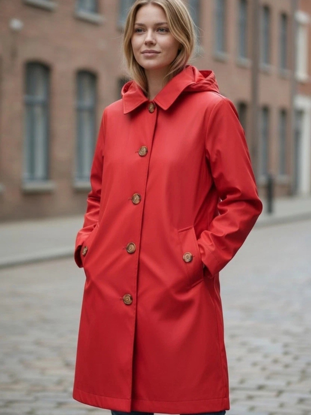 NWT Women's Lauren Ralph Lauren Hooded A-Line Raincoat Size M